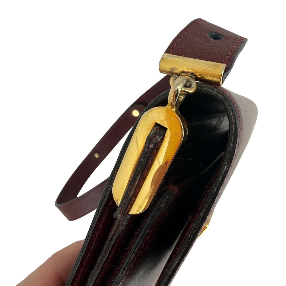 Vintage‎ Christian Dior Burgundy Leather Shoulder Box Bag CD Gold Accordion Flap - Picture 10 of 12